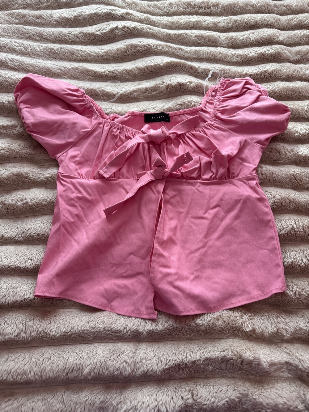 Pink Puff Sleeve Crop Top